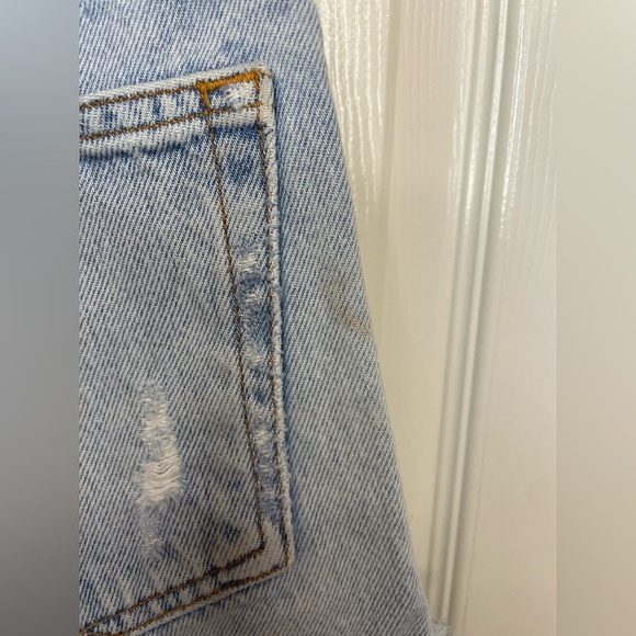 Agolde Distressed Light Wash Jean Shorts - Picture 5 of 7